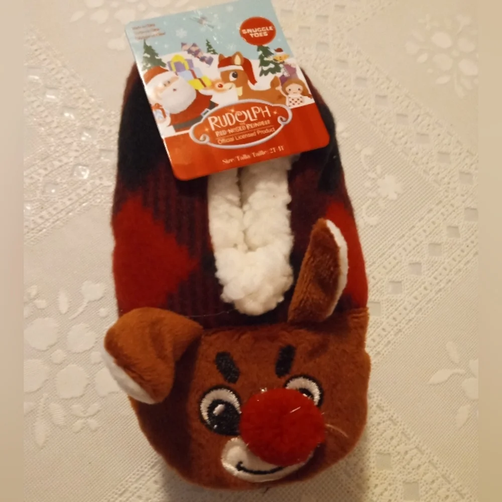 🆕 Rudolph the Red Nosed Reindeer Slipper Socks, Youth Size 2T-4T